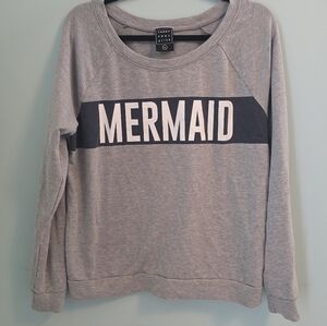 Crewneck Lughtweight Sweatshirt With Mermaid Logo French Terry Lined